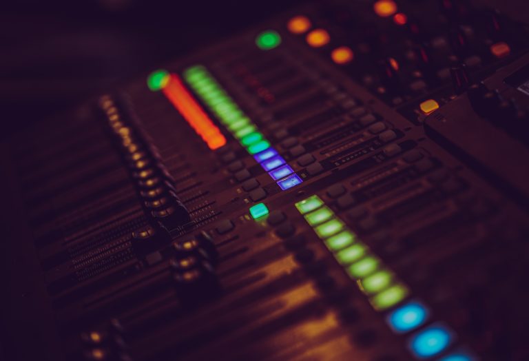 black and multicolored audio mixer